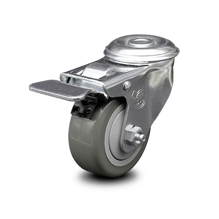 Service Caster 3 Inch Gray Polyurethane Wheel Bolt Hole Caster with Total Lock Brake SCC SCC-BHTTL20S314-PPUB